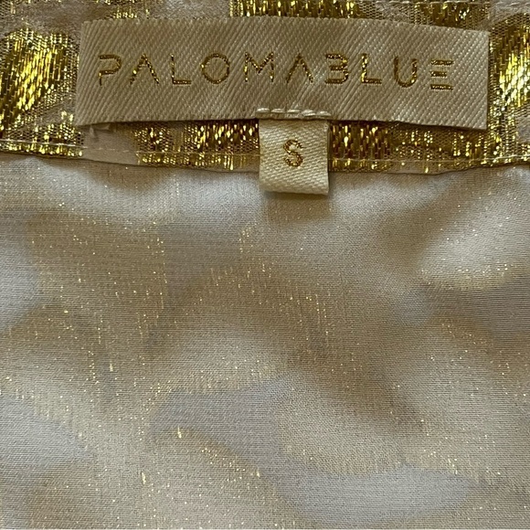 PALOMA BLUE Eden Layered Tiered Ruffled Metallic Fil Coupé Silk blend Skirt Gold - Picture 14 of 15